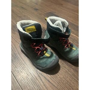 Keen Kids Winter Boots Green Navy Blue Waterproof Insulated Size 1 1025523